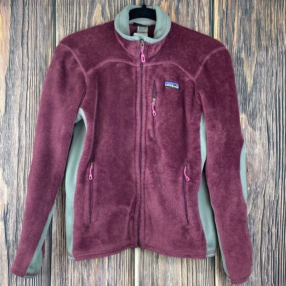 Woman’s Patagonia Zip-Up Maroon & Gray Fleece- Size XS